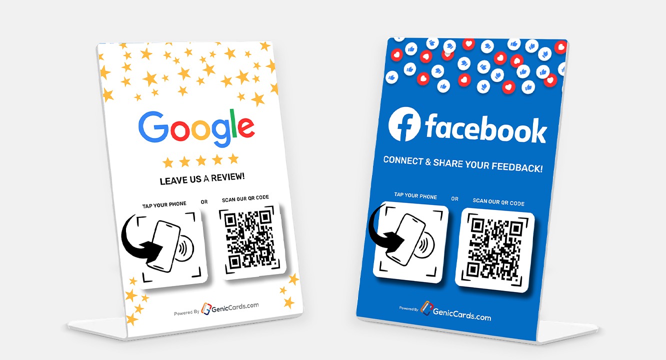 Google + Facebook Review Stand
